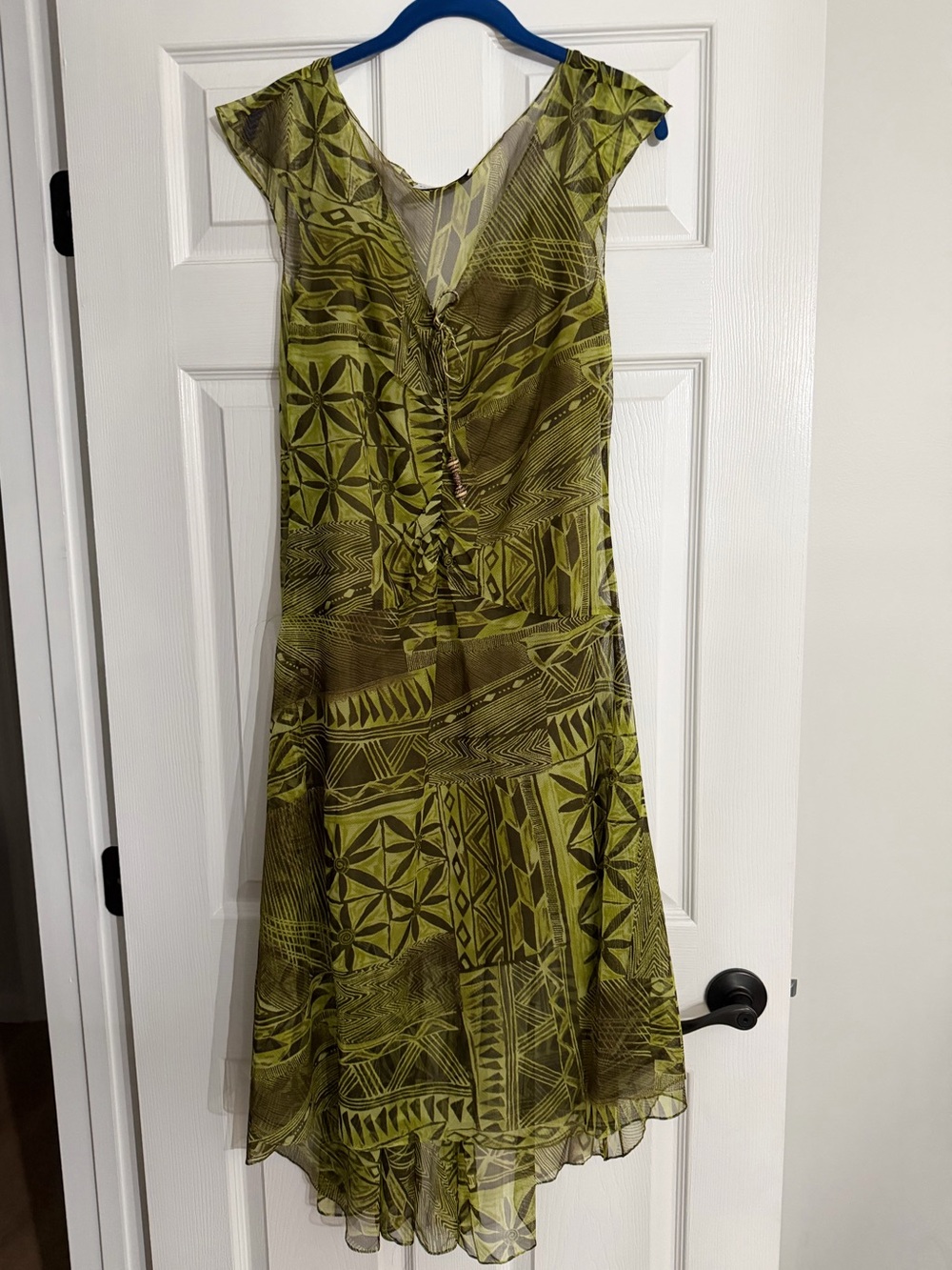 Danny & Nicole Olive Green Printed High-Low Dress